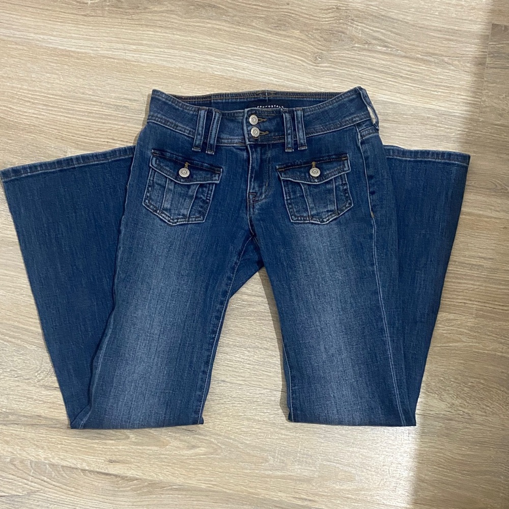 Aeropostale Low Rise Dark Blue Flare Jeans
